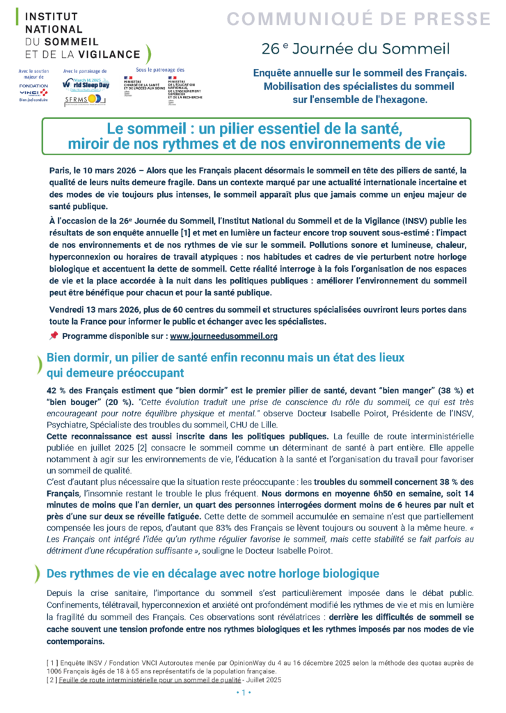 Espace Presse - INSV Institut National du Sommeil et de la Vigilance